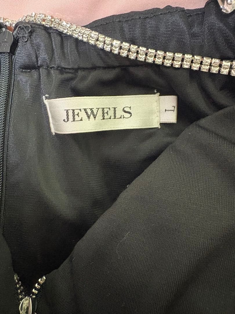 JEWELS ビジューキャミソールオフショルサイドスリットロングドレス L