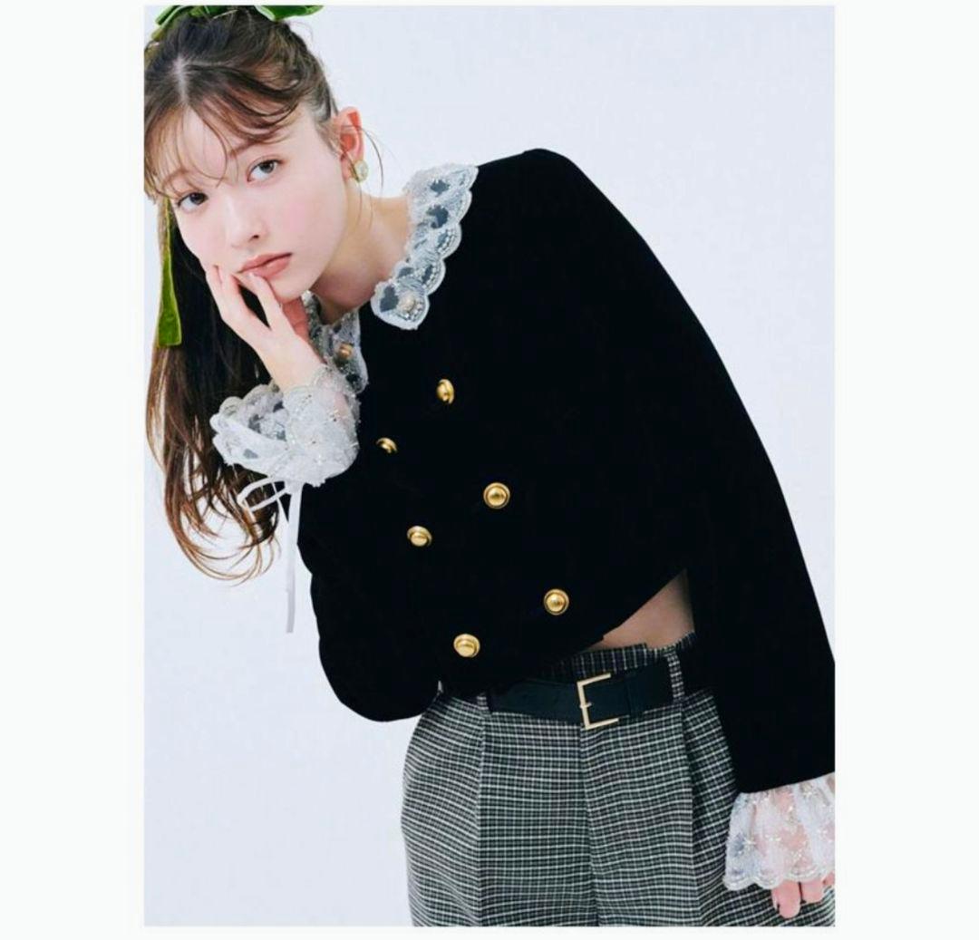 新品未使用品L.B CANDY STOCKスカラップビジューアタッチドジャケット