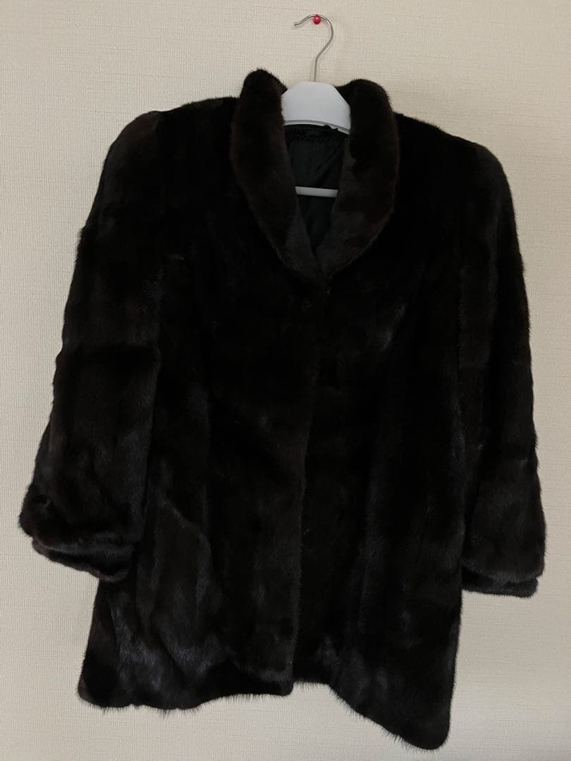 ブラックグラマ 毛皮 ミンクファーコート 箱・品質証明タグ・値札・マフラー付き