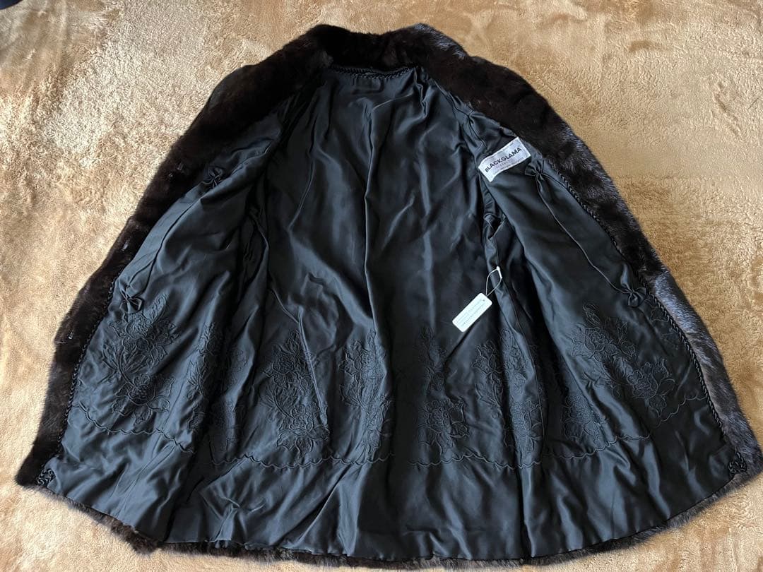 ブラックグラマ 毛皮 ミンクファーコート 箱・品質証明タグ・値札・マフラー付き