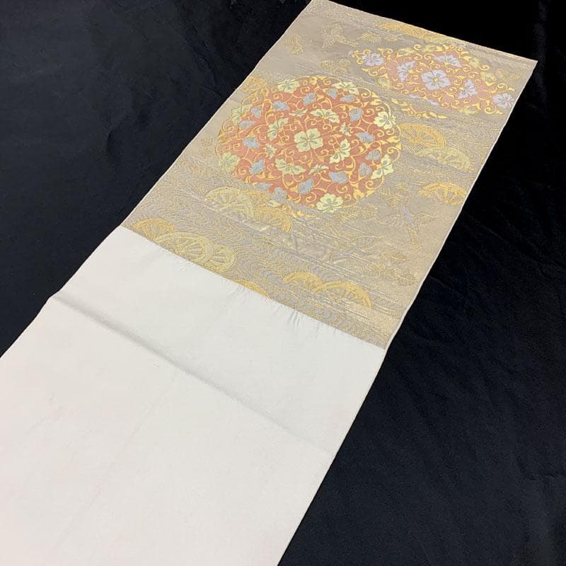 506my12◇川島織物 本金 唐草 松 鶴 源氏車 流水 金糸 六通 本袋帯◇