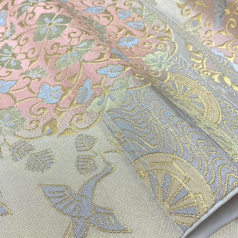 506my12◇川島織物 本金 唐草 松 鶴 源氏車 流水 金糸 六通 本袋帯◇