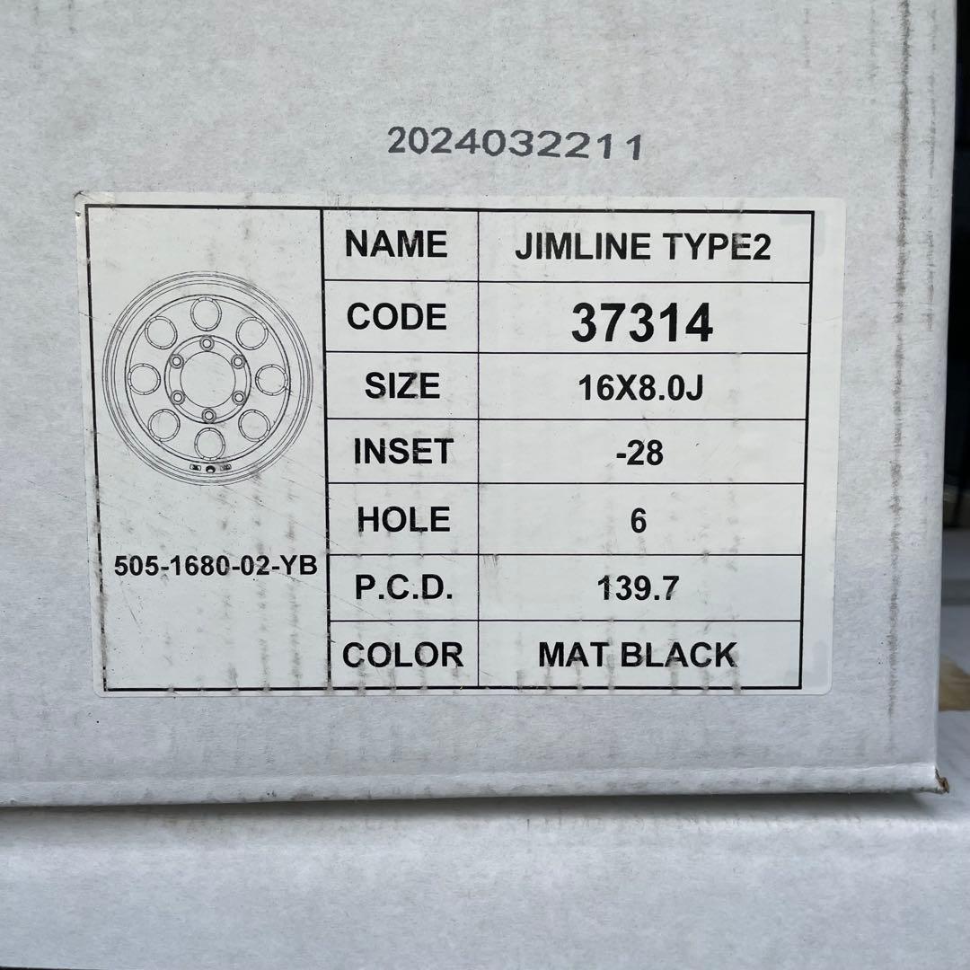 JIMLINE TYPE2 16インチマットブラック6H139.7/8J/-28
