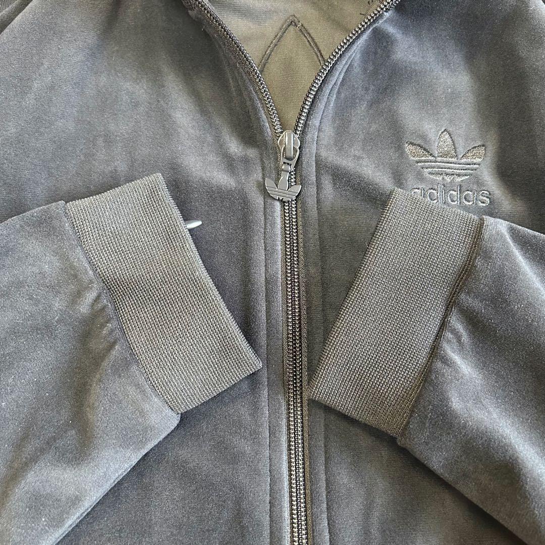 アディダス ベロア トラックジャケット 両面デザイン M ブラック