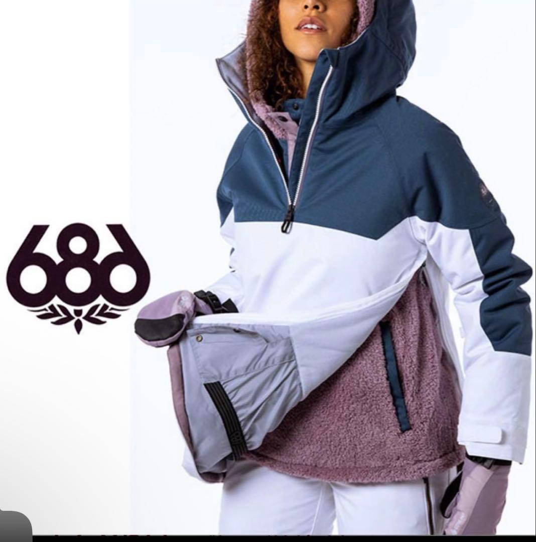 686 アノラックジャケット ホワイト/ネイビー