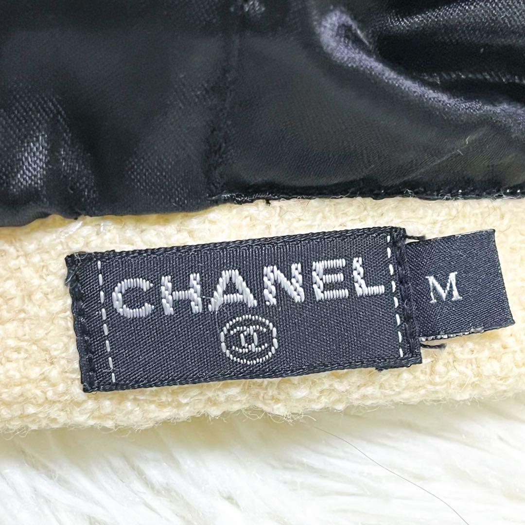 極美品 シャネル キャスケット ココマークプレート チェーン ウール