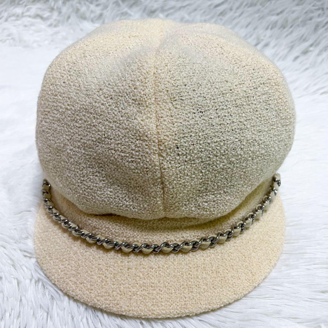 極美品 シャネル キャスケット ココマークプレート チェーン ウール