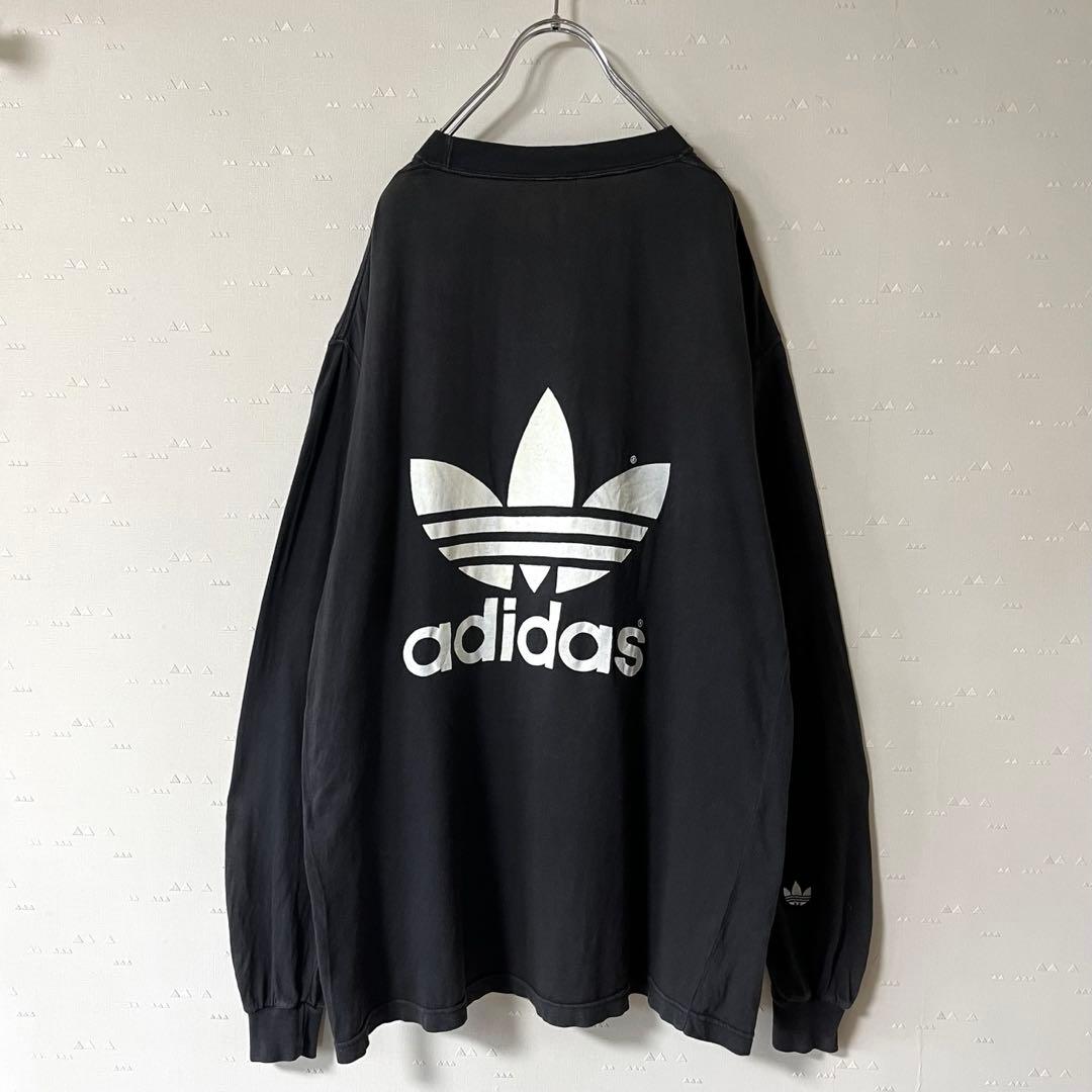 カナダ製 古着 90's アディダス 両面プリント ロンT Tシャツ 常田大希