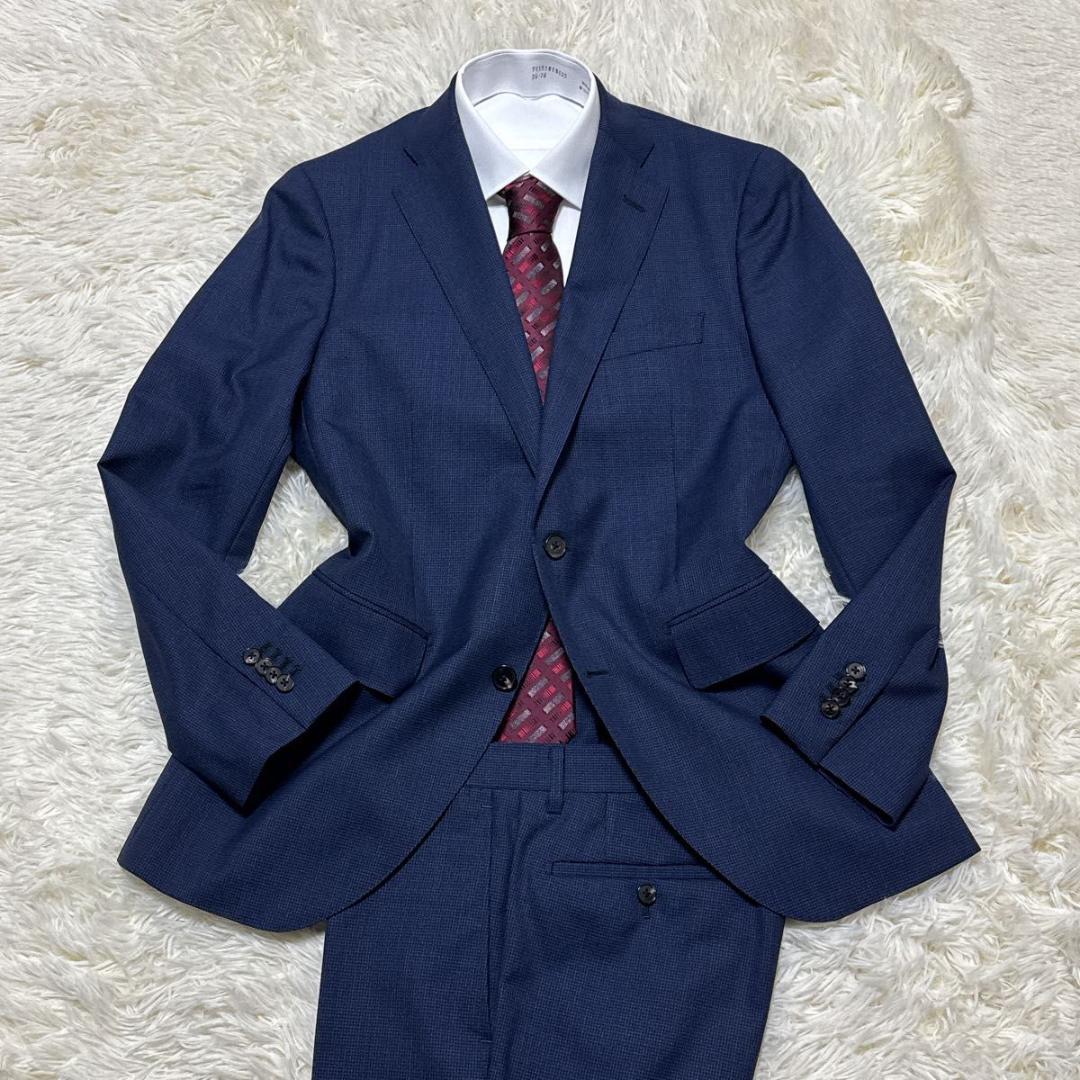 スーツカンパニー　高級カノニコ社製生地　スーツ上下　ネイビー　A5