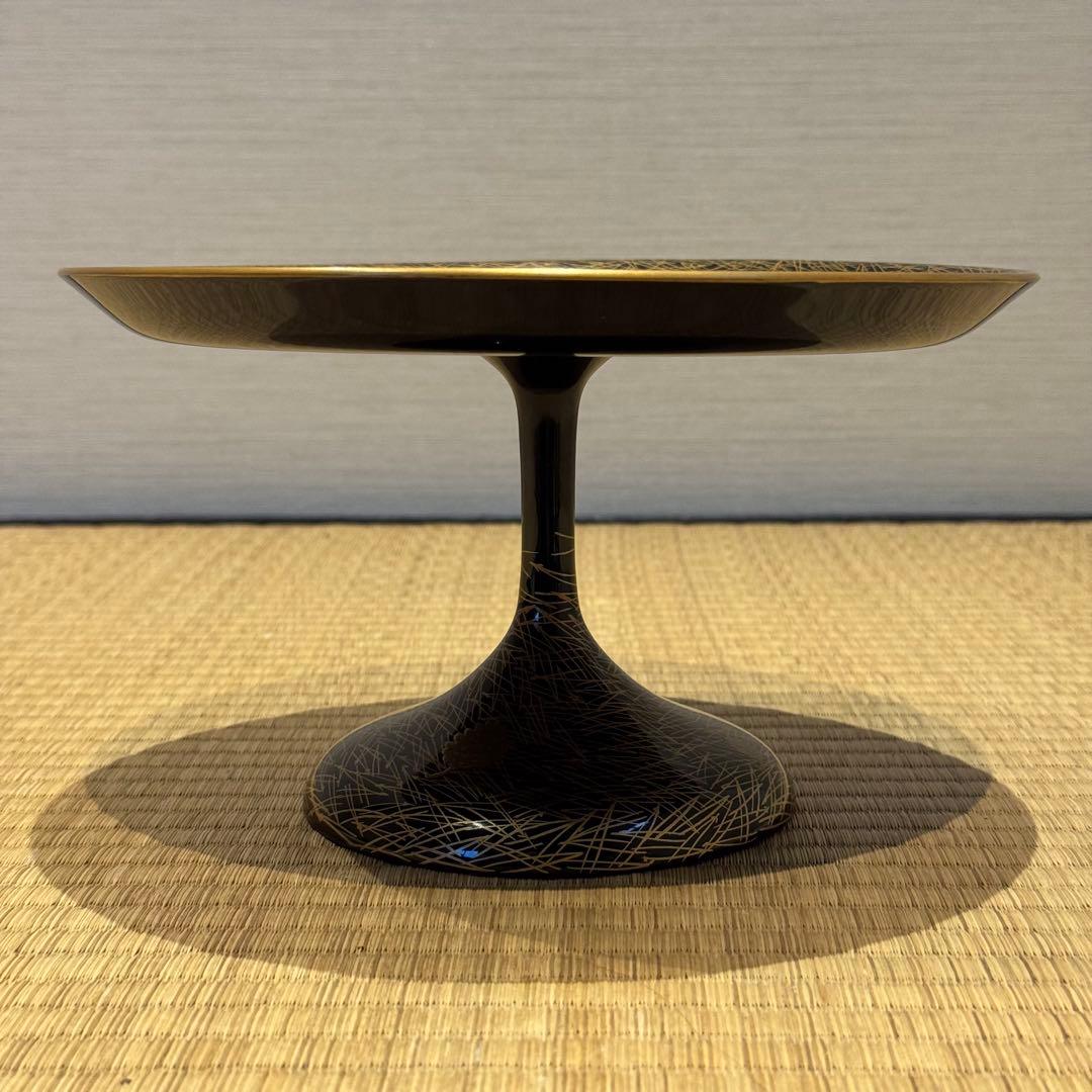 高麗屋謹製 松葉蒔絵 小高月 共箱 菓子器 高杯 美品