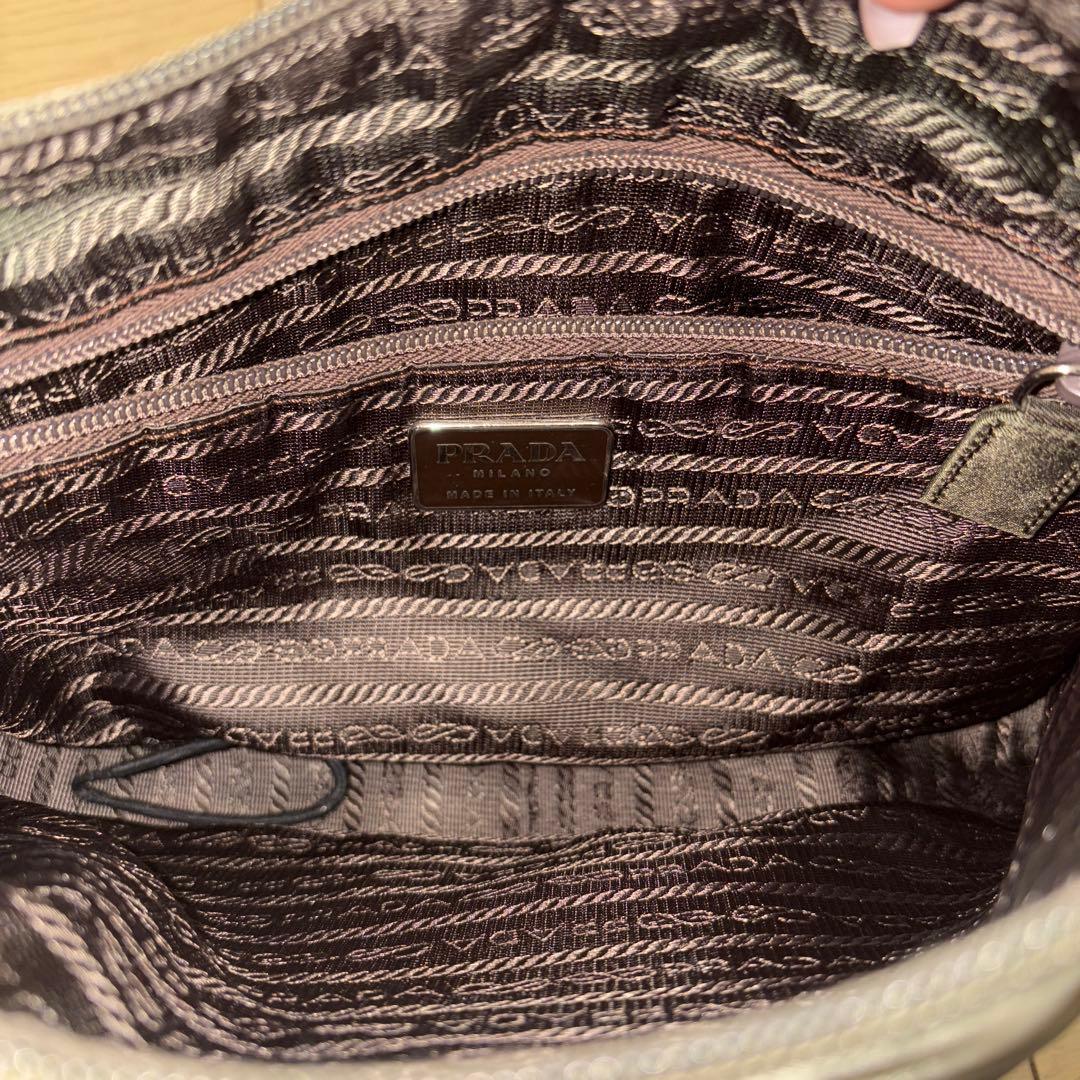 PRADA プラスチック メタルハンドル ホーボー セミ ワンショルダー カーキ