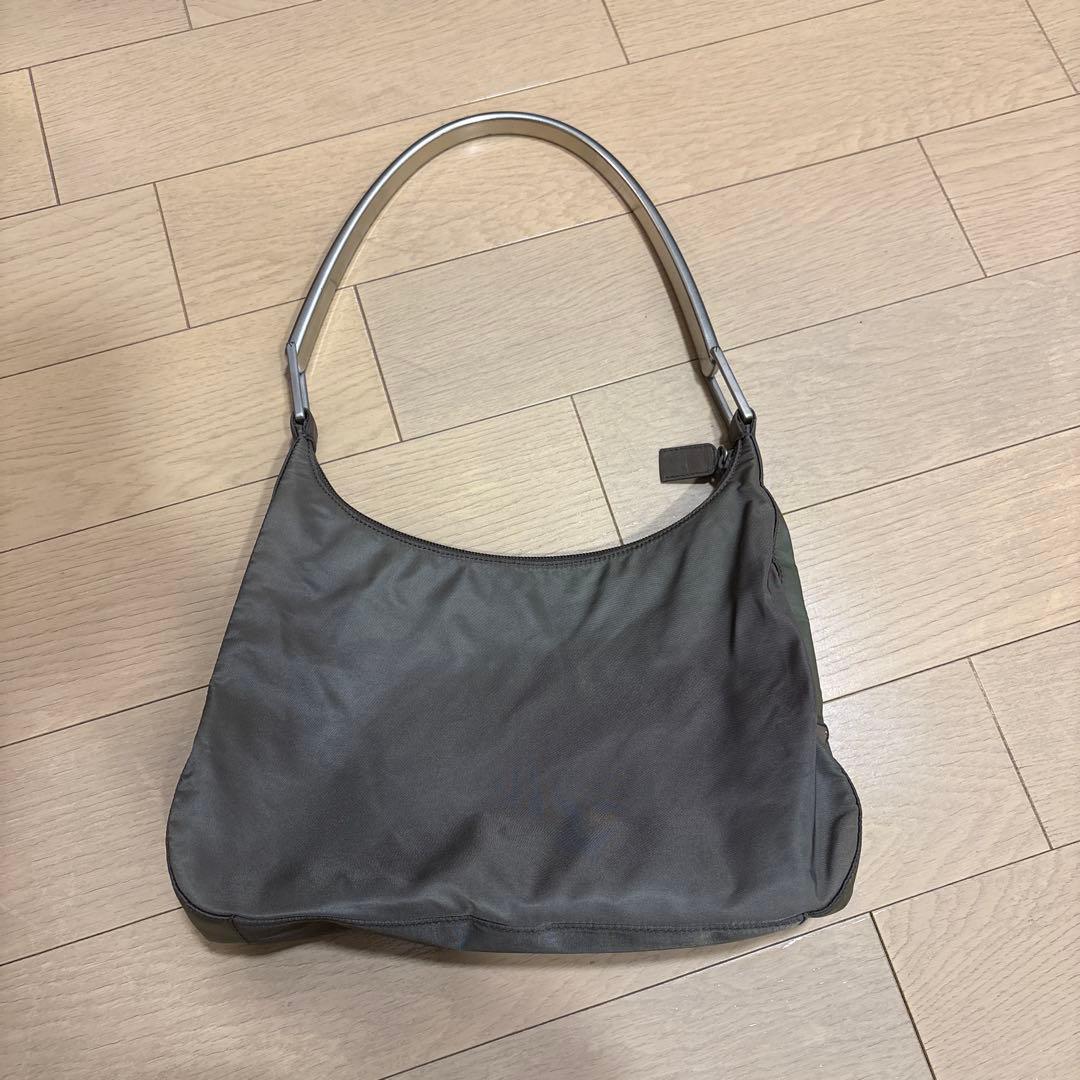 PRADA プラスチック メタルハンドル ホーボー セミ ワンショルダー カーキ