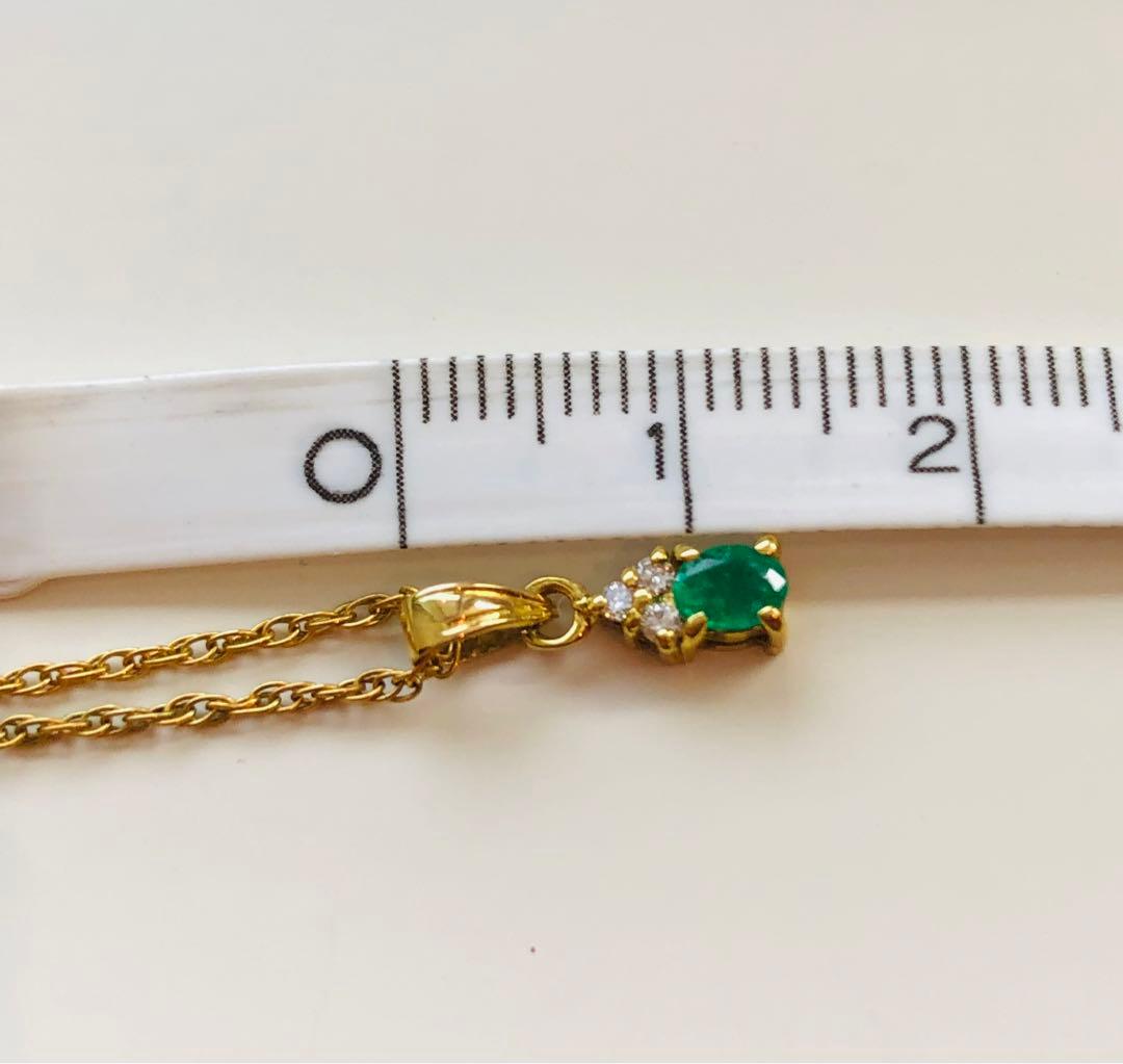 TT親子★K18YG金エメラルドダイヤモンド ペンダントトップ　ネックレス