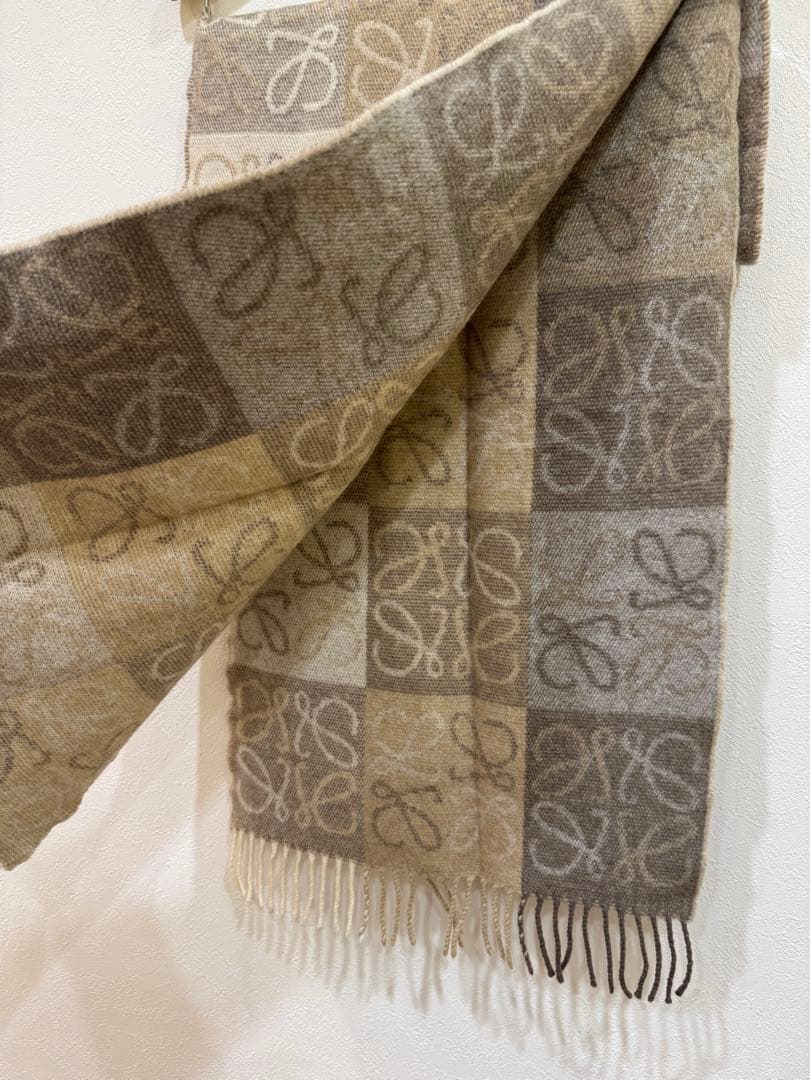 ★【極美品】LOEWE ロエベ マフラー アナグラム柄 ウール&カシミア保管品★