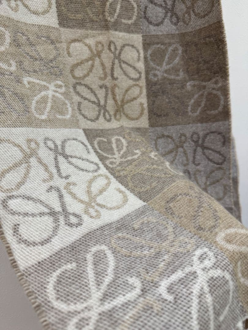 ★【極美品】LOEWE ロエベ マフラー アナグラム柄 ウール&カシミア保管品★