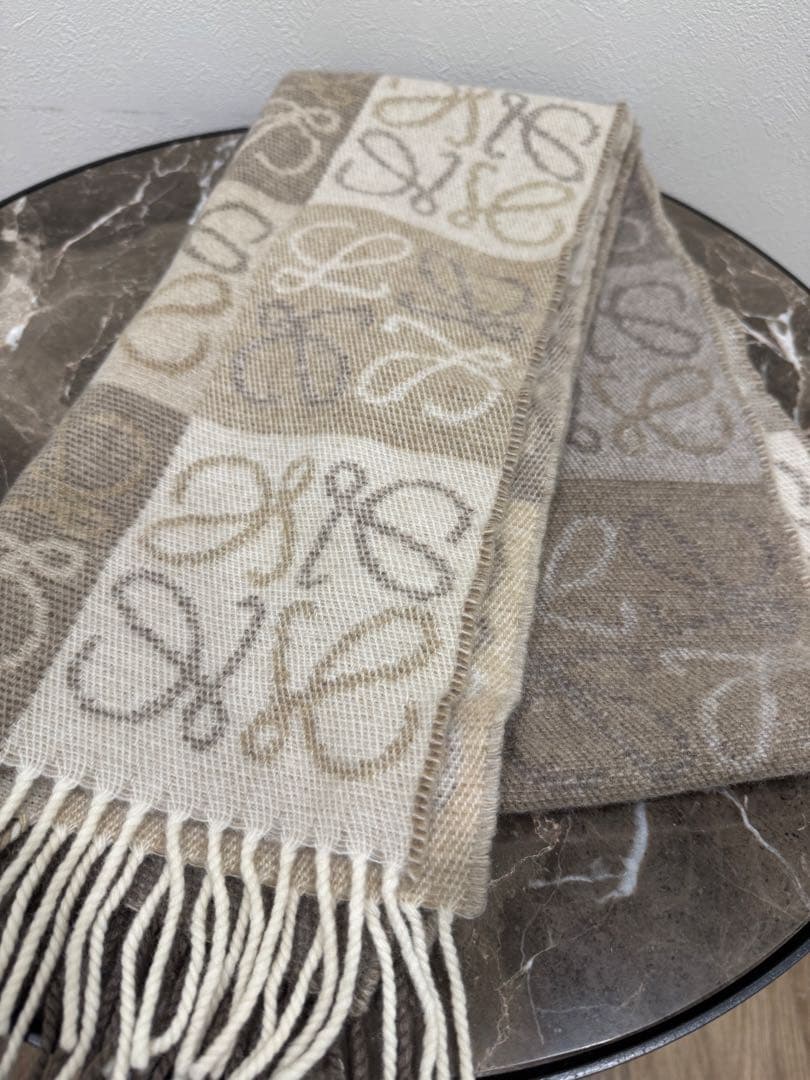 ★【極美品】LOEWE ロエベ マフラー アナグラム柄 ウール&カシミア保管品★