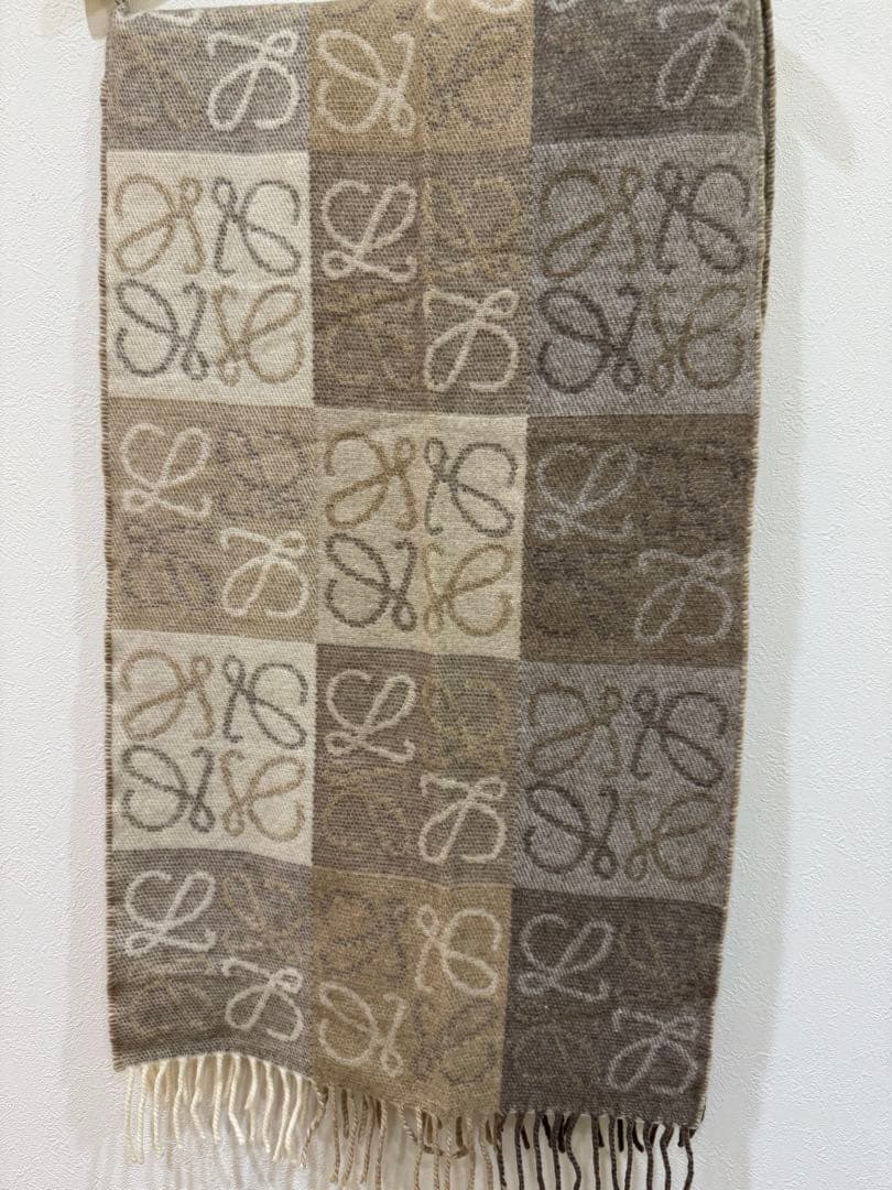 ★【極美品】LOEWE ロエベ マフラー アナグラム柄 ウール&カシミア保管品★