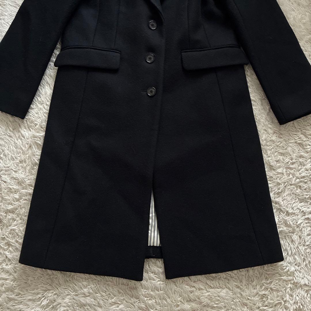 マッキントッシュ チェスターコート ロング 黒 裏地ストライプ