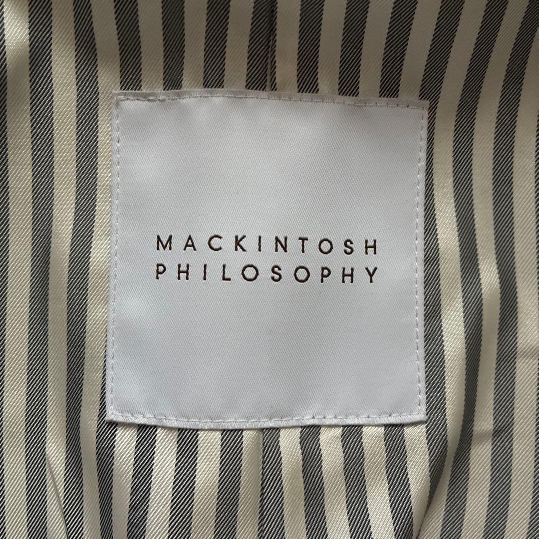 マッキントッシュ チェスターコート ロング 黒 裏地ストライプ