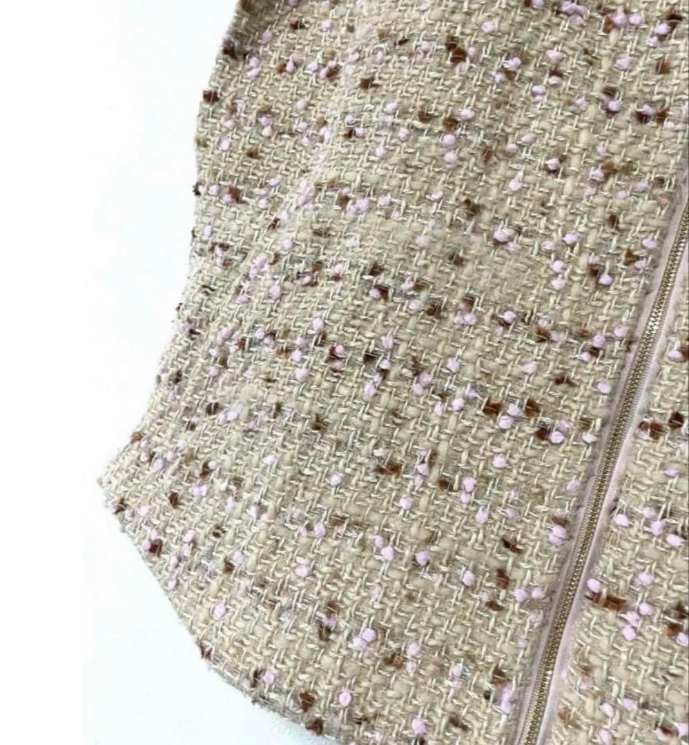 美品　cccmalie シーマリー ツイードジレ ベスト タック ベージュ