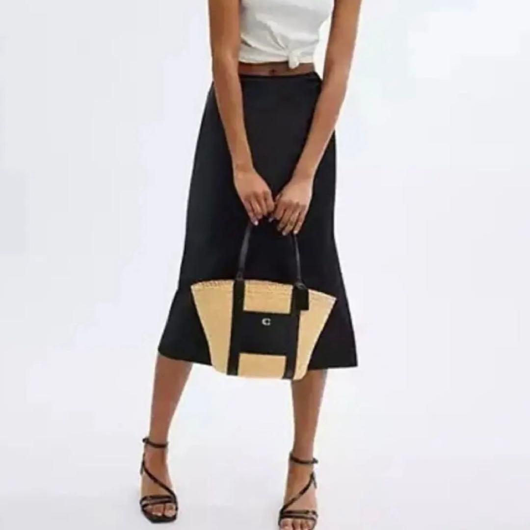 COACH ストロートートバッグ ベージュ×ブラック