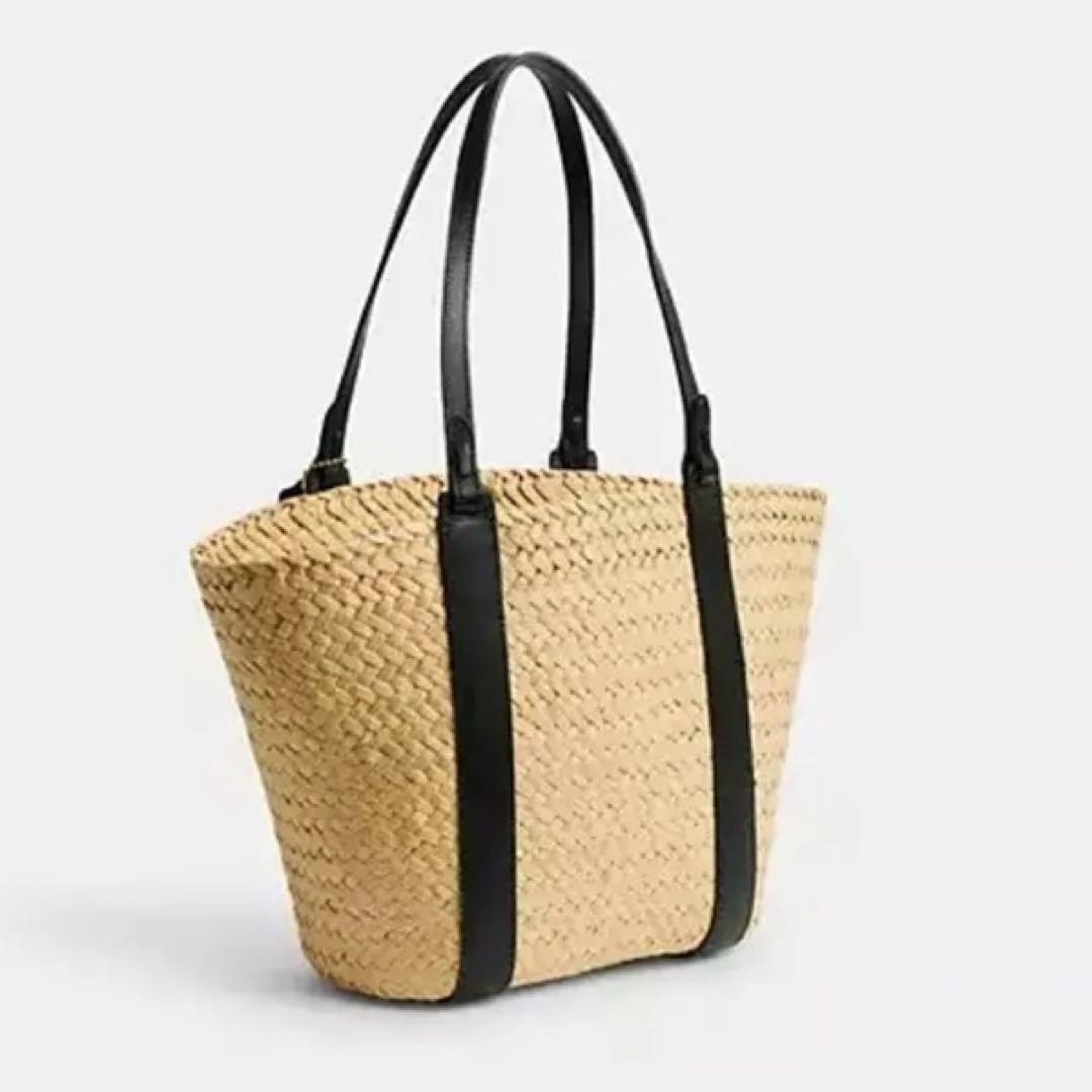 COACH ストロートートバッグ ベージュ×ブラック