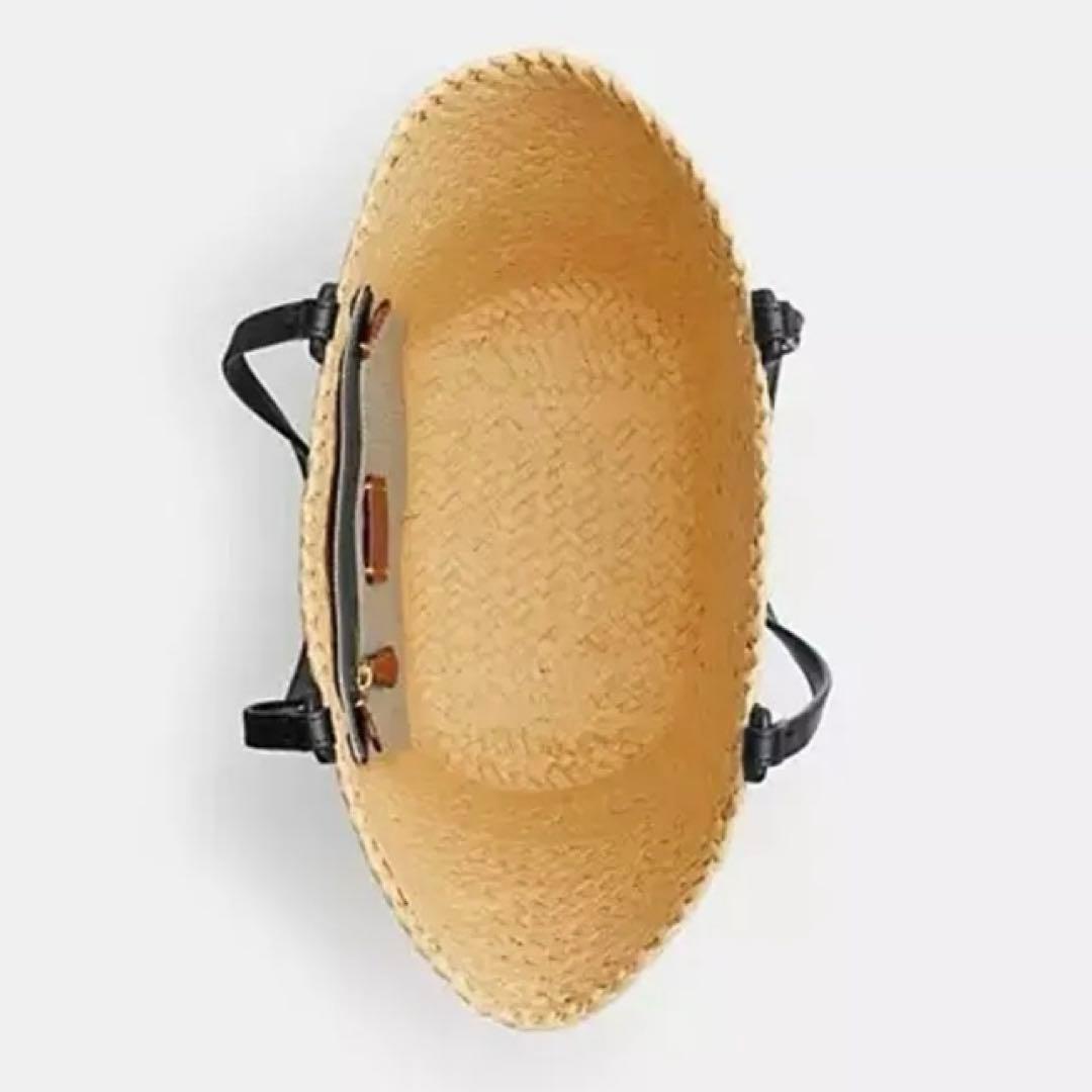 COACH ストロートートバッグ ベージュ×ブラック