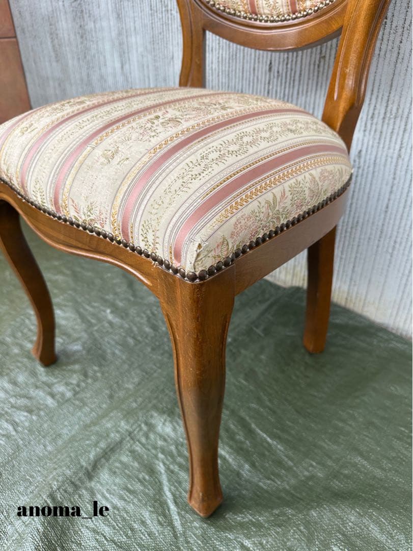 【ダイニングチェア】イタリア　木製　猫足　ロココ調　アンティークヴィンテージ◎
