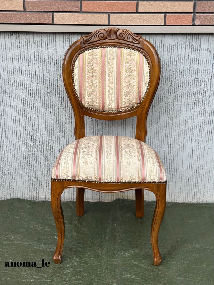 【ダイニングチェア】イタリア　木製　猫足　ロココ調　アンティークヴィンテージ◎
