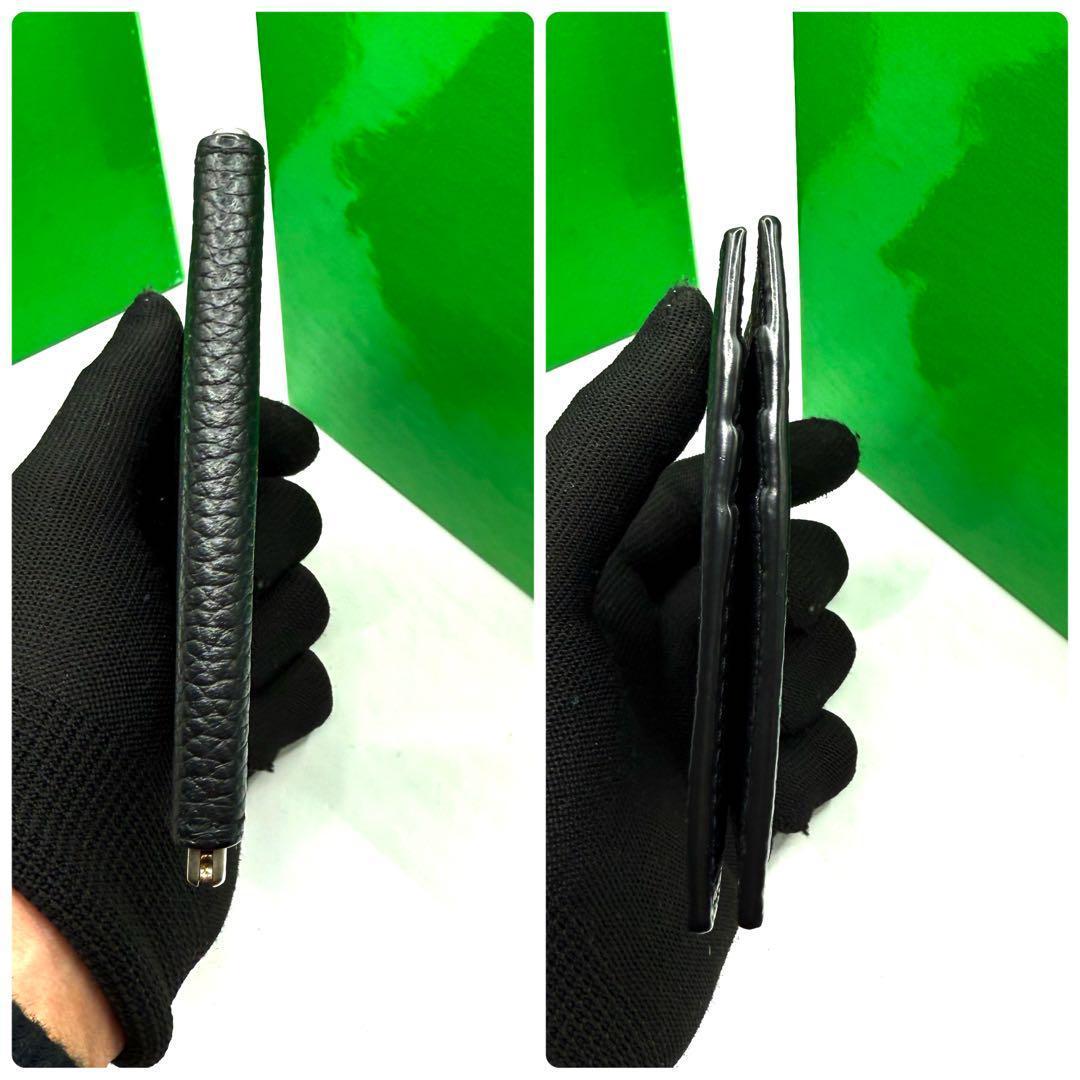 【未使用級✨】サンローラン マネークリップ カサンドラ 型押し シボ革 ブラック