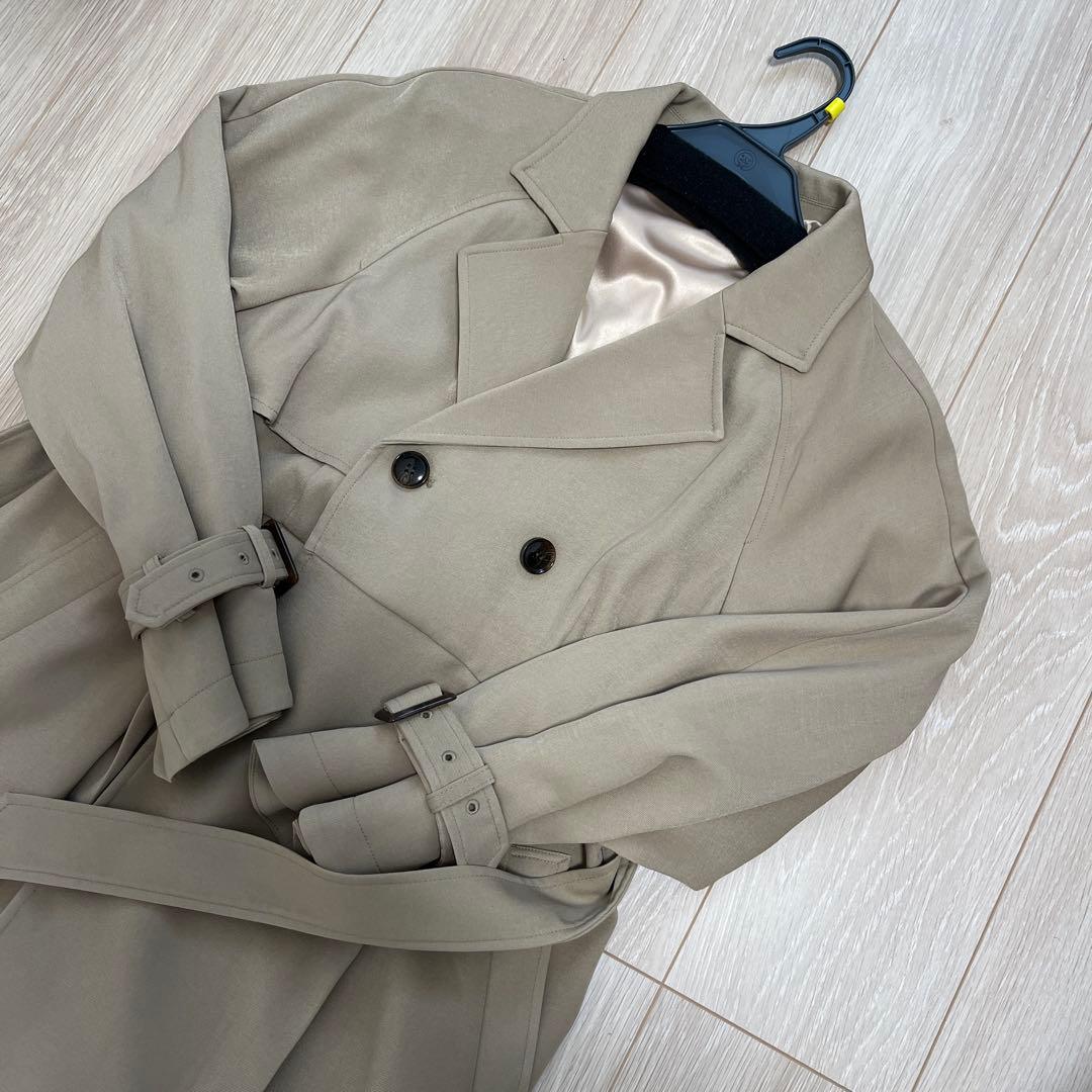 美品　cohina レザーライクカラートレンチコート　レギュラー　ベージュ