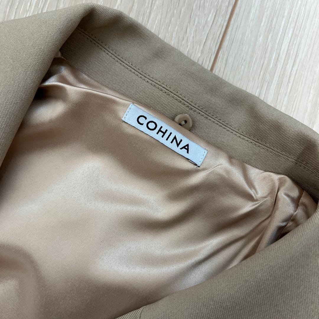 美品　cohina レザーライクカラートレンチコート　レギュラー　ベージュ