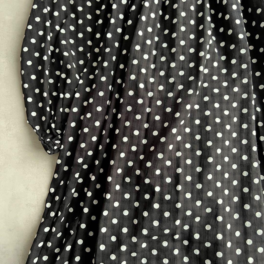 新品　BEARDSLEY ビアズリー　ドットギャザーチュニック　ブラック　F