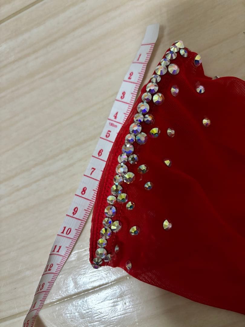 【値下げ】社交ダンス　グローブ　　手袋　赤　石付き　タカダンス