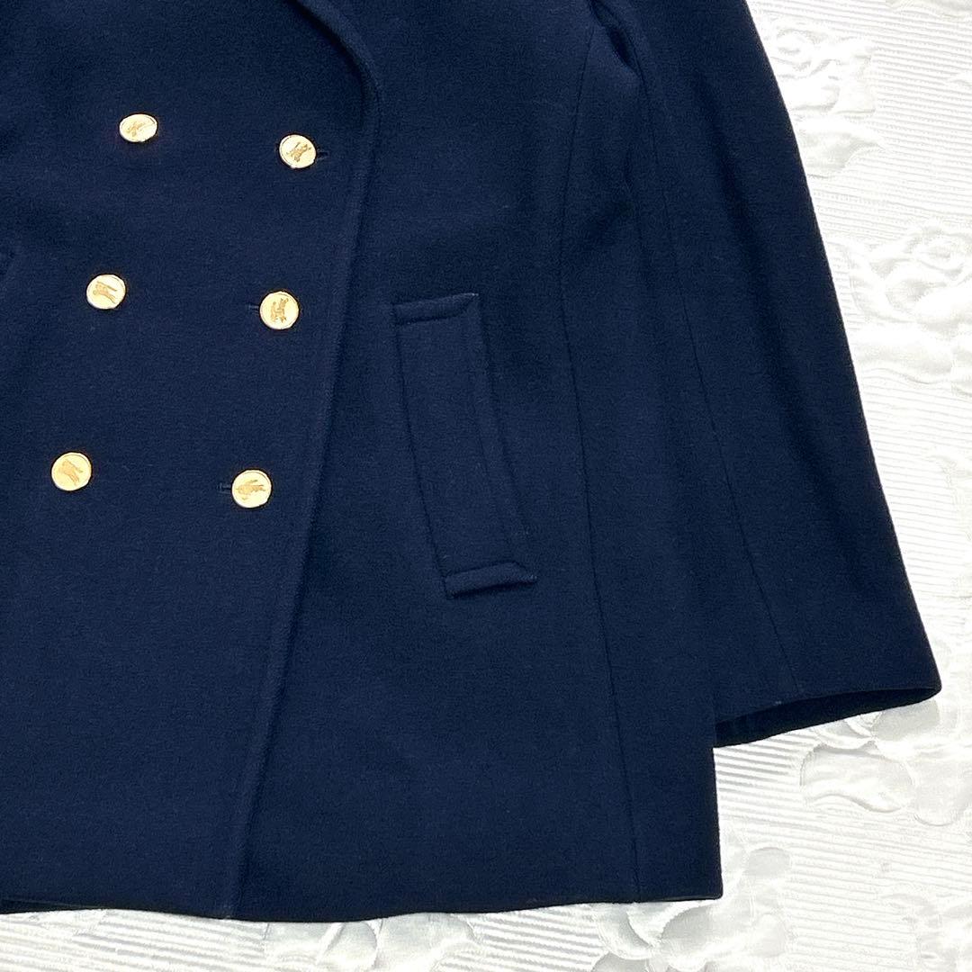 美品❤︎バーバリーズ 白タグ 金ボタン 紺 ピーコート ウール ダブルブレスト M