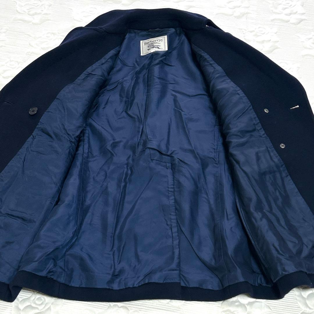 美品❤︎バーバリーズ 白タグ 金ボタン 紺 ピーコート ウール ダブルブレスト M