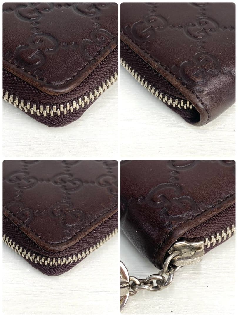 GUCCI ダークブラウン グッチシマ　ラウンドファスナー　長財布