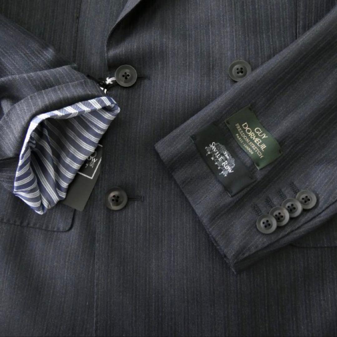【新品】サヴィルロウ DORMEUIL ウール スーツ YA6 濃灰 紺