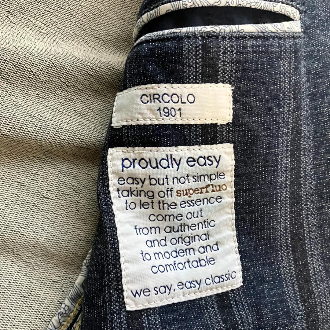 CIRCOLO1901 紺ブレ テーラードジャケット 金ボタン デニム調 伸縮