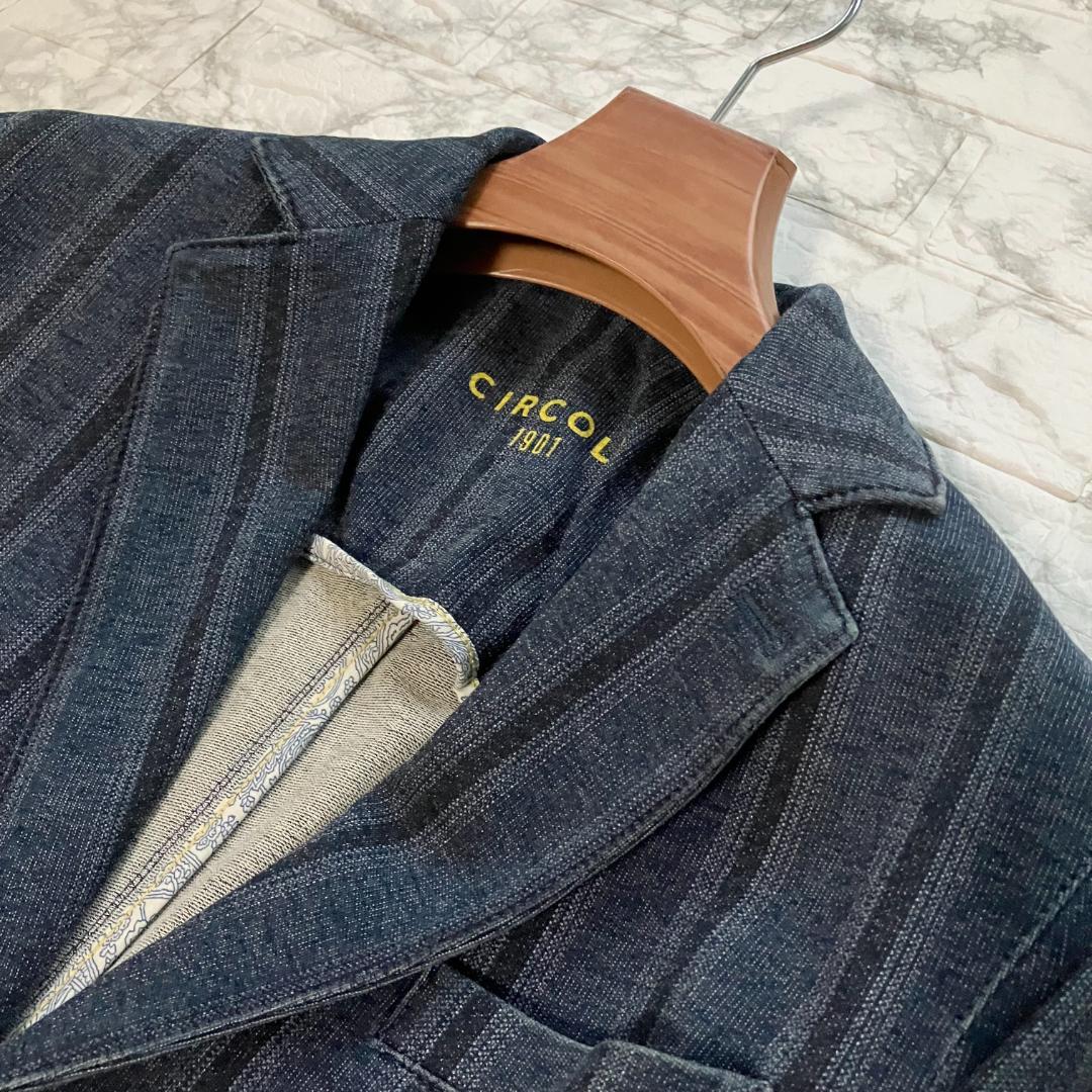 CIRCOLO1901 紺ブレ テーラードジャケット 金ボタン デニム調 伸縮