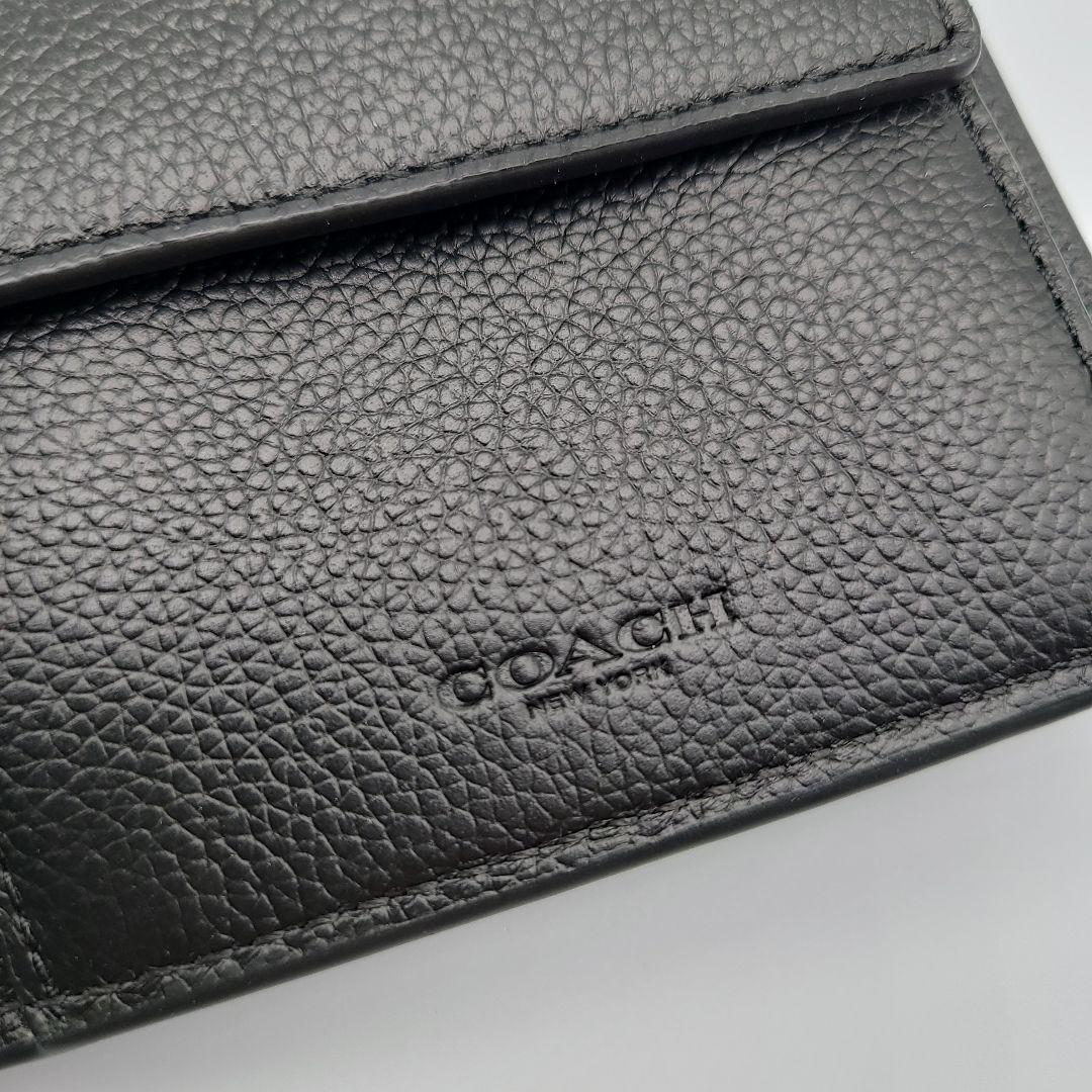 COACH 折り財布 新品 ブラック ペブルレザー 新作 お札入れ 小銭入れ