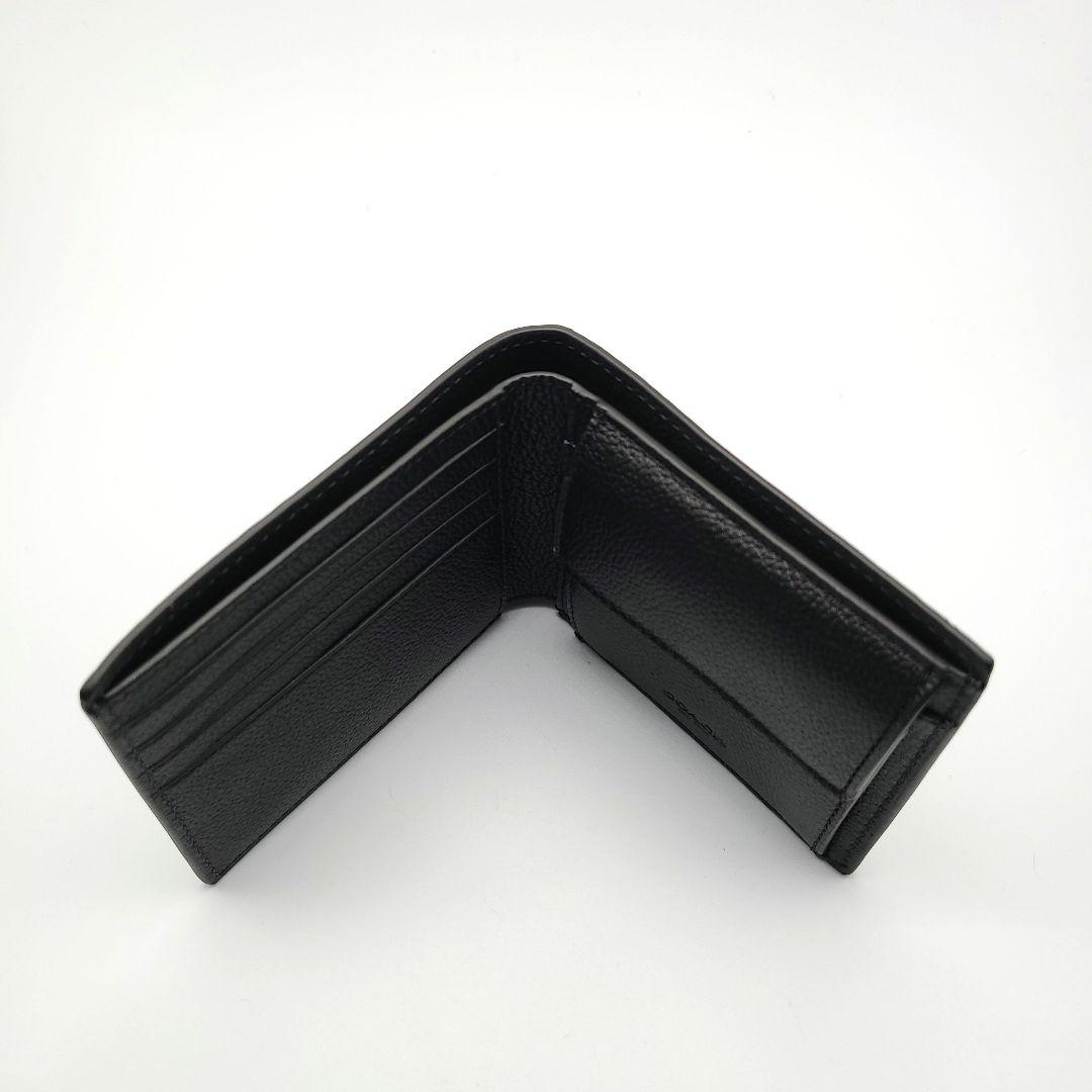 COACH 折り財布 新品 ブラック ペブルレザー 新作 お札入れ 小銭入れ