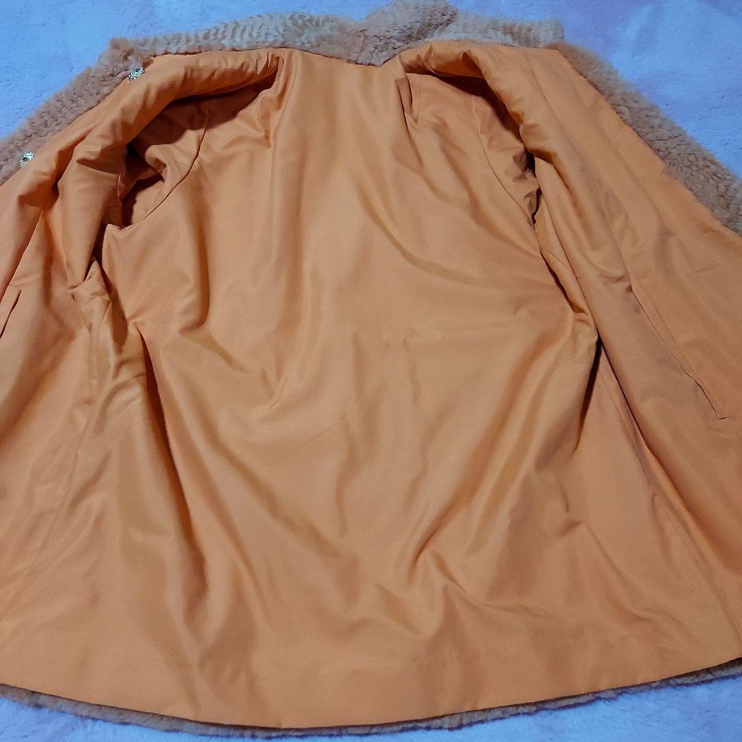 リアル シェアードファーWフェイスリバーシブルハーフコート希少オレンジ色