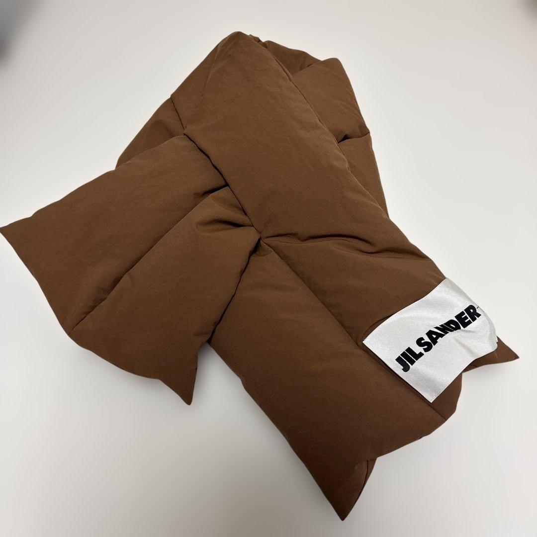 Jilsander ジルサンダー　パデッドスカーフ　ダウンマフラー　ブラウン