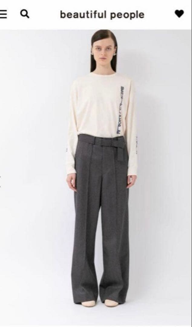 Beautiful People スラックス ベルト付き　ワイドストレート