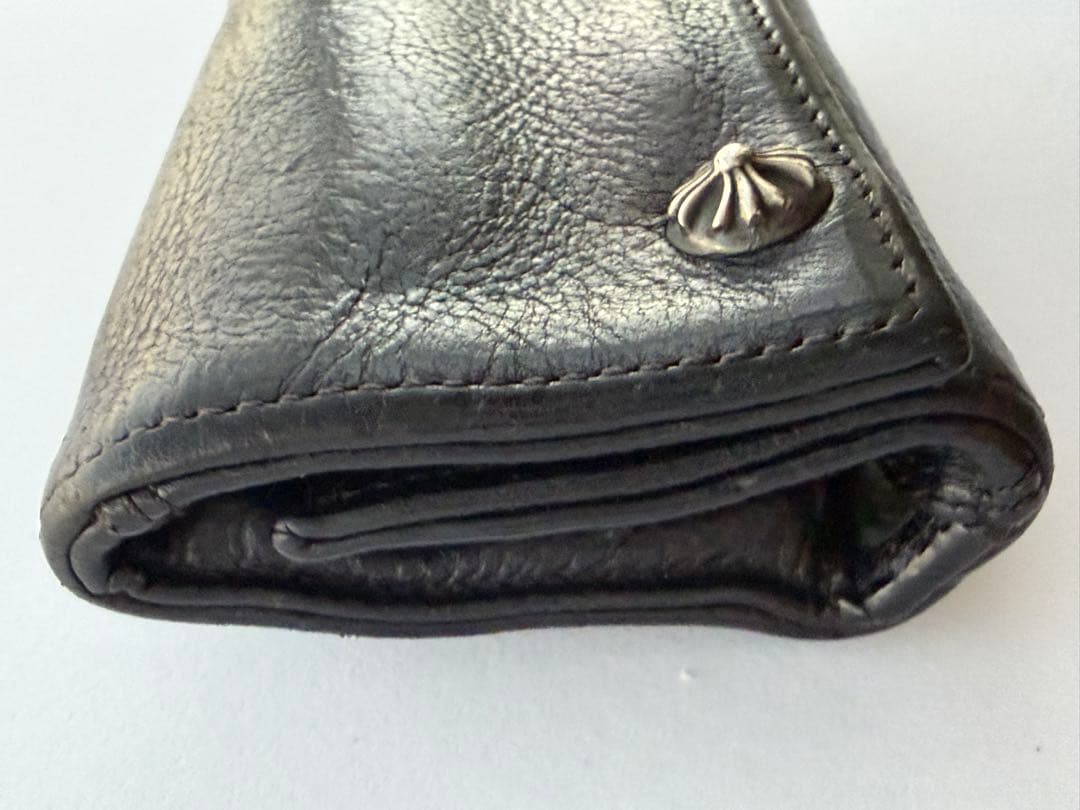 【正規品】クロムハーツ 3フォールド ウォレット クロスボタン　ブラック