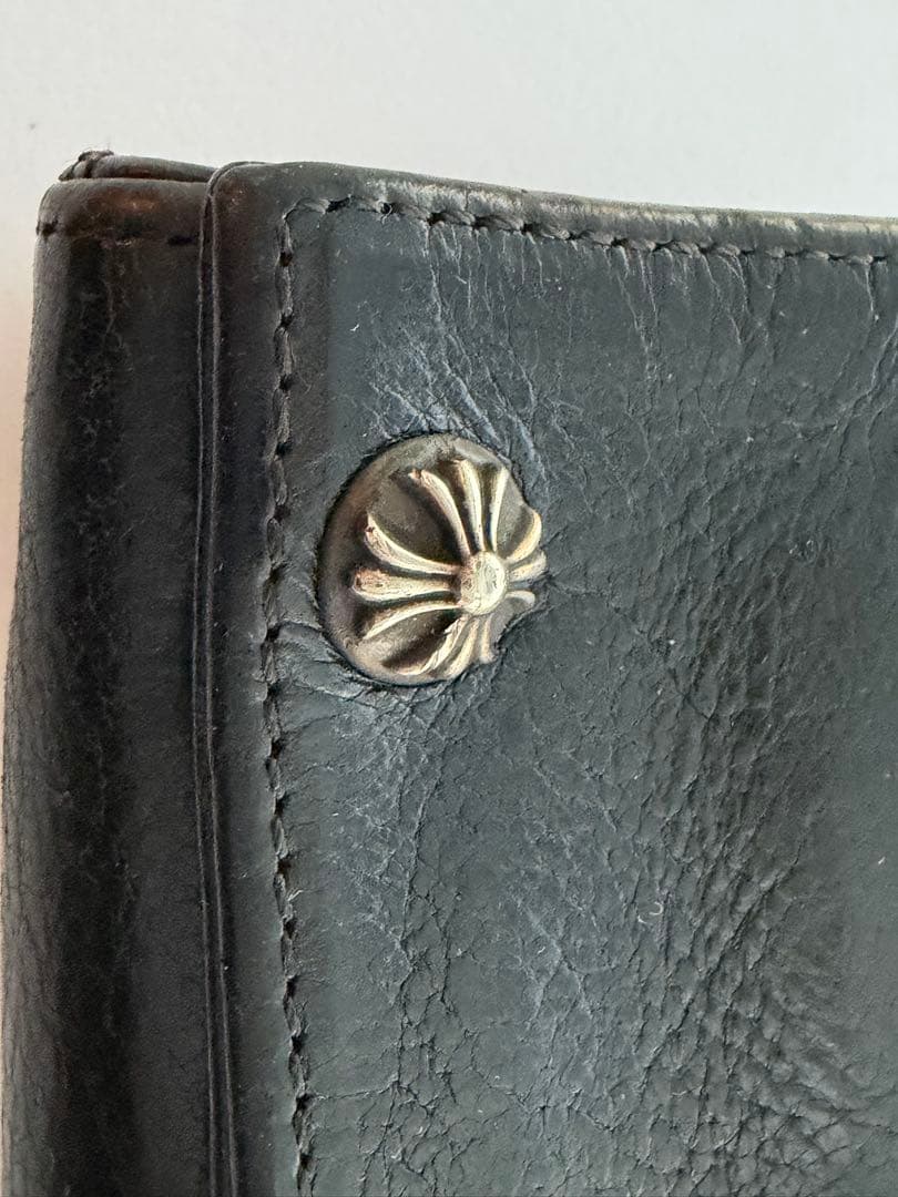 【正規品】クロムハーツ 3フォールド ウォレット クロスボタン　ブラック