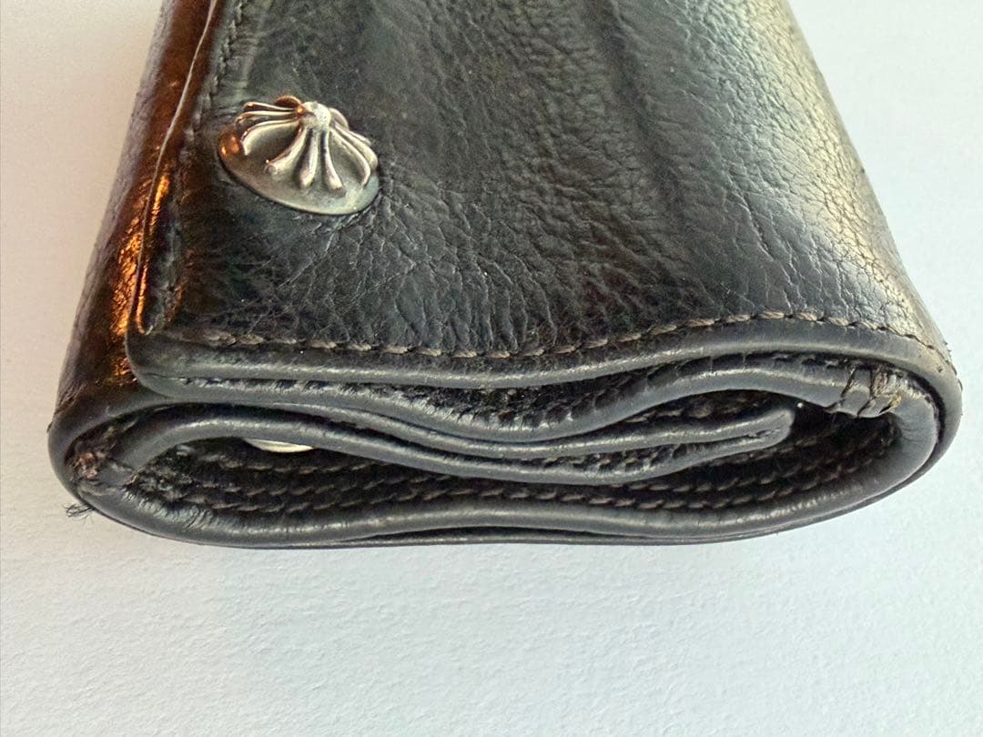 【正規品】クロムハーツ 3フォールド ウォレット クロスボタン　ブラック