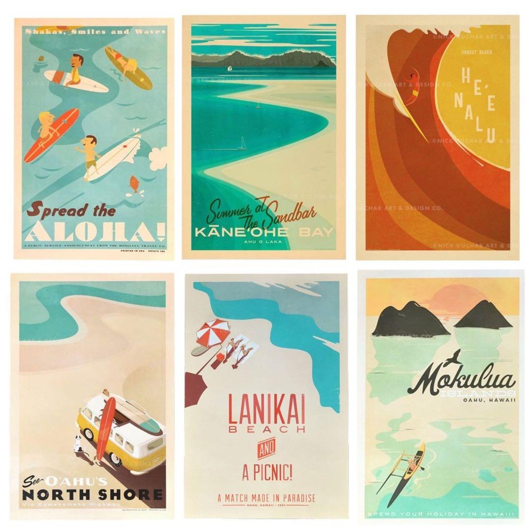 ktm様 ハワイ画家Nick Kucharニック カッチャーアート額付き6点