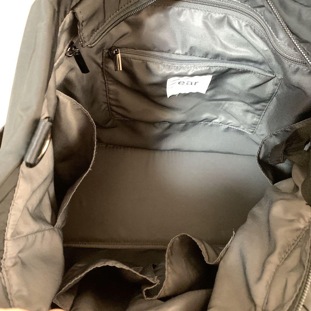 イアパピヨネ 《大容量/撥水》ショルダー付き樹脂パーツトートバッグ ブラック L